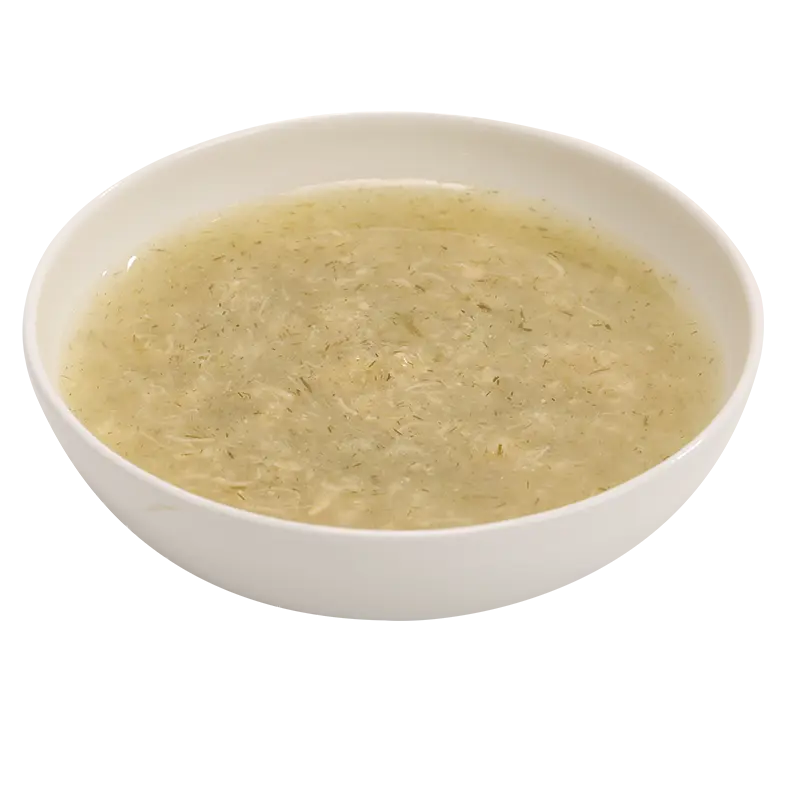 Chicken Shreds and Cat grass Soup